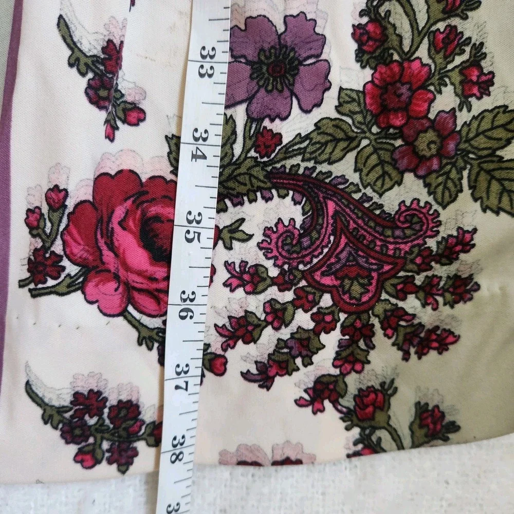 Handmade Vintage Cardigan Robe Short Sleeve Women's Floral Roses Striped‎ OS